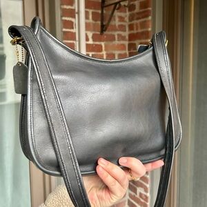 Vintage Coach Classic hobo 9855 flannel grey leather shoulder bag 90s retro y2k